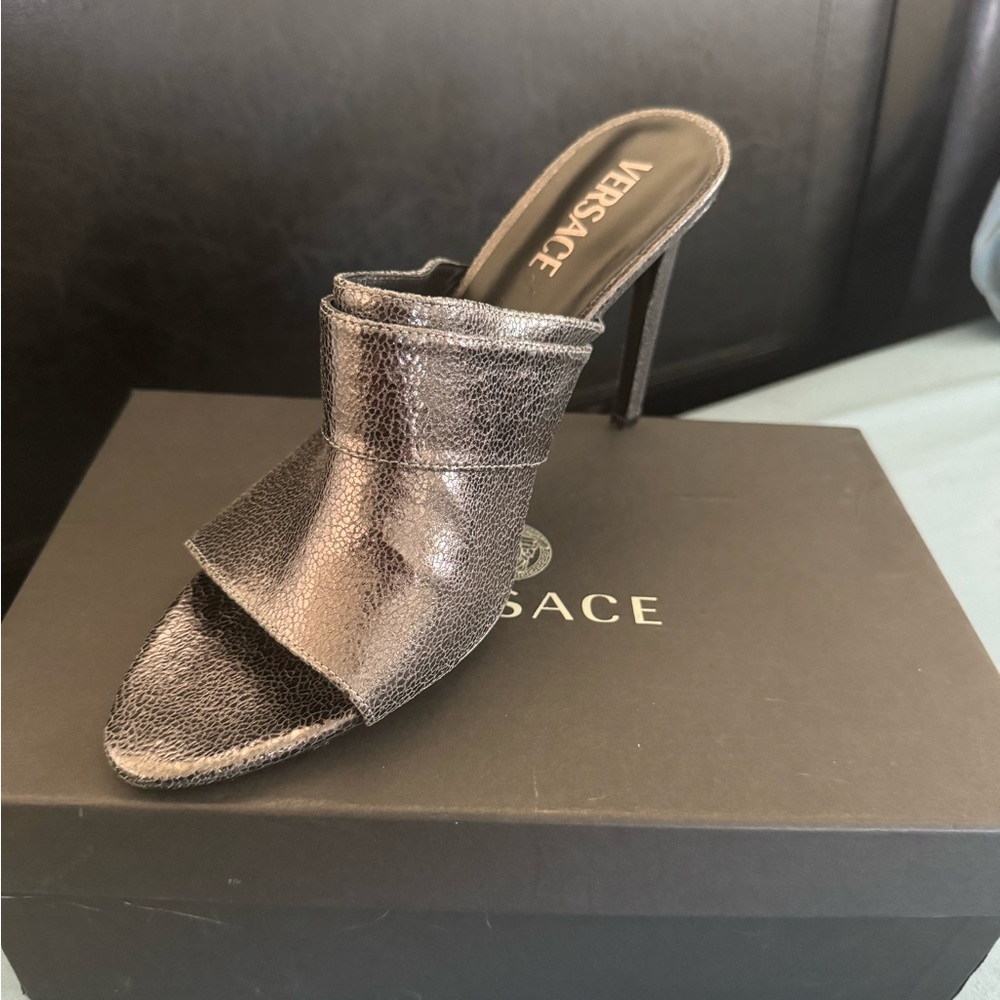 Versace Women's Metallic Heeled Mules
